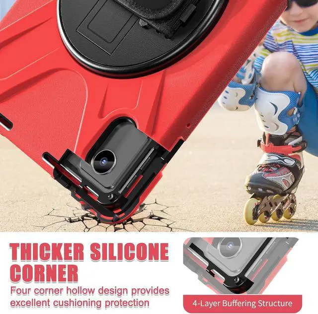 Alt view image 2 of 7 - Case for Lenovo Idea Tab 11 inch 2025/Tab M11 2024/K11 11"/Motorola Moto Pad 2026/Moto Pad 60 Neo Protective Cover with S Pen Holder Stand Hand/Shoulder Strap/Universal Stylus Pen Red