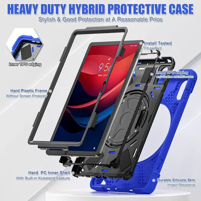 Alt view image 7 of 7 - Case for Lenovo Idea Tab 11 inch 2025/Tab M11 2024/K11 11"/Motorola Moto Pad 2026/Moto Pad 60 Neo Protective Cover with S Pen Holder Stand Hand/Shoulder Strap/Universal Stylus Pen Blue