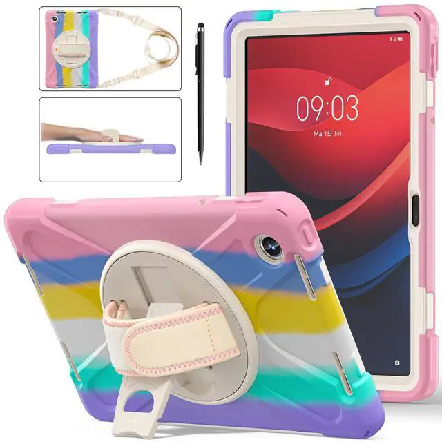 Main image of Case for Lenovo Idea Tab 11 inch 2025/Tab M11 2024/K11 11"/Motorola Moto Pad 2026/Moto Pad 60 Neo Protective Cover with S Pen Holder Stand Hand/Shoulder Strap/Universal Stylus Pen Rainbow
