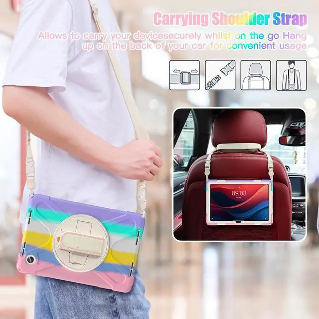 Alt view image 5 of 7 - Case for Lenovo Idea Tab 11 inch 2025/Tab M11 2024/K11 11"/Motorola Moto Pad 2026/Moto Pad 60 Neo Protective Cover with S Pen Holder Stand Hand/Shoulder Strap/Universal Stylus Pen Rainbow