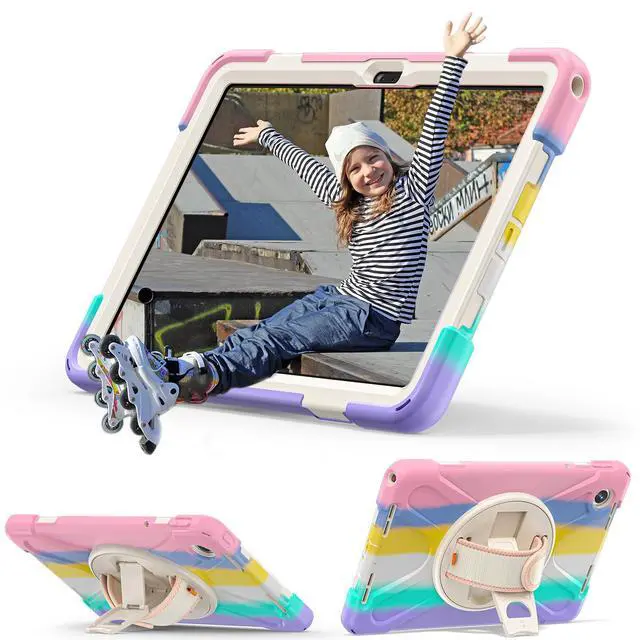 Alt view image 3 of 7 - Case for Lenovo Idea Tab 11 inch 2025/Tab M11 2024/K11 11"/Motorola Moto Pad 2026/Moto Pad 60 Neo Protective Cover with S Pen Holder Stand Hand/Shoulder Strap/Universal Stylus Pen Rainbow