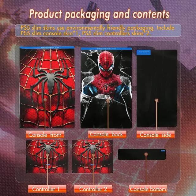 Alt view image 3 of 7 - Decal Skin for PS5 Slim Disc Console and Controllers, PS5 Console Accessories, Vinyl Skin Stickers for PlayStation 5 Slim Disc Edition