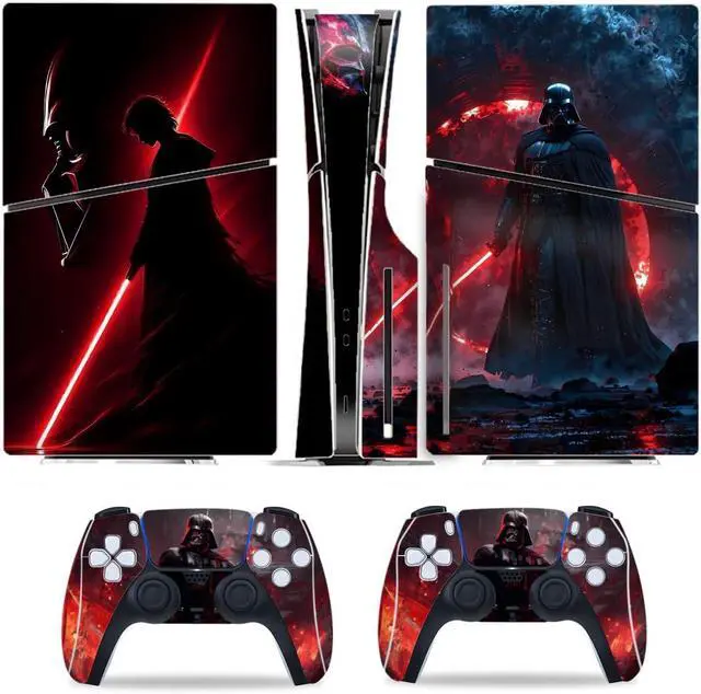 Main image of Skin Compatible with PS5 Slim Disc Edition - PlayStation 5Slim Disc Edition Console and Controller Accessories Cover Skins Controller Skin Gift for Console Full Set Skin Red