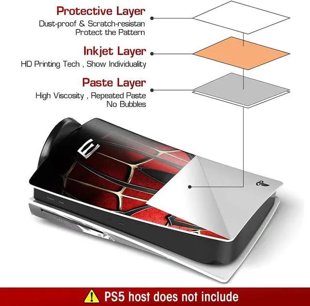 Alt view image 5 of 7 - Skin for PS5 Disc Edition Game Console and Controller Skin Cover Sticker Set, Spider-man Themed, Scratch Resistant, Water & Dust Resistant Vinyl Skin