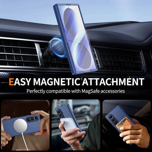 Alt view image 3 of 7 - Case for Samsung Galaxy Z Fold 8 Ultra / Z fold 7 with Screen Protector,360 Spin Magnetic Stand, Fit for MagSafe, MIL-Grade Hinge Protection 360 Kickstand & Ring Holder Slim Dropproof Cover Blue