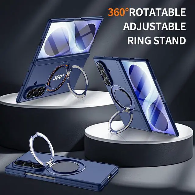 Alt view image 5 of 7 - Case for Samsung Galaxy Z Fold 8 Ultra / Z fold 7 with Screen Protector,360 Spin Magnetic Stand, Fit for MagSafe, MIL-Grade Hinge Protection 360 Kickstand & Ring Holder Slim Dropproof Cover Blue