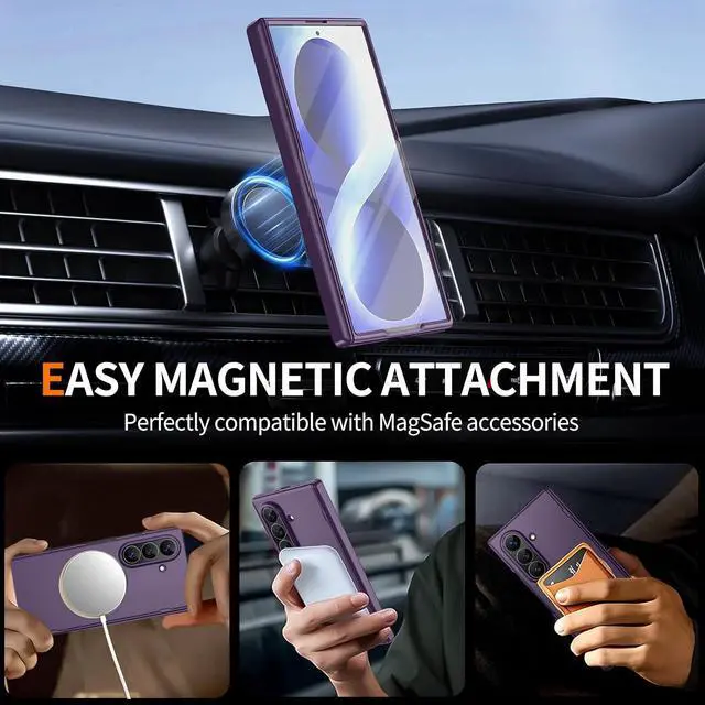 Alt view image 3 of 7 - Case for Samsung Galaxy Z Fold 8 Ultra / Z fold 7 with Screen Protector,360 Spin Magnetic Stand, Fit for MagSafe, MIL-Grade Hinge Protection 360 Kickstand & Ring Holder Slim Dropproof Cover Purple