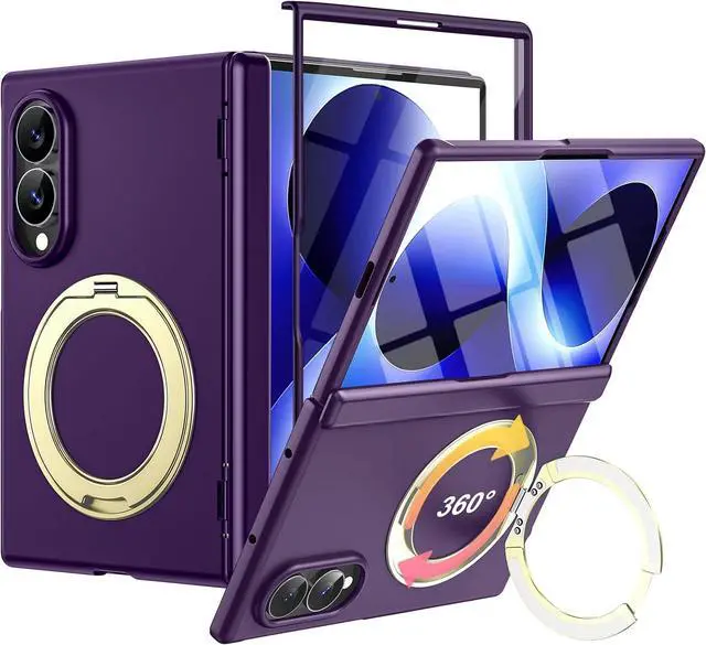 Main image of Case for Samsung Galaxy Z Fold 8 with Built-in Screen Protector,360 Spin Magnetic Stand, Fit for MagSafe, MIL-Grade Hinge Protection 360 Kickstand & Ring Holder Slim Dropproof Case for Z Fold 8, Black