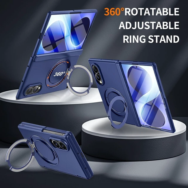 Alt view image 4 of 7 - Case for Samsung Galaxy Z Fold 8 with Built-in Screen Protector,360 Spin Magnetic Stand, Fit for MagSafe, MIL-Grade Hinge Protection 360 Kickstand & Ring Holder Slim Dropproof Case for Z Fold 8, Black