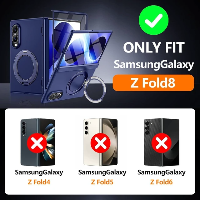 Alt view image 2 of 7 - Case for Samsung Galaxy Z Fold 8 with Built-in Screen Protector,360 Spin Magnetic Stand, Fit for MagSafe, MIL-Grade Hinge Protection 360 Kickstand & Ring Holder Slim Dropproof Case for Z Fold 8, Black