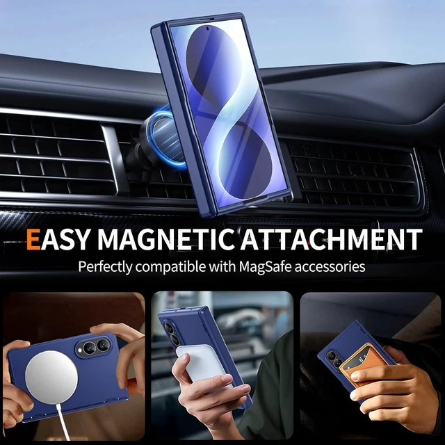 Alt view image 5 of 7 - Case for Samsung Galaxy Z Fold 8 with Built-in Screen Protector,360 Spin Magnetic Stand, Fit for MagSafe, MIL-Grade Hinge Protection 360 Kickstand & Ring Holder Slim Dropproof Case for Z Fold 8, Black