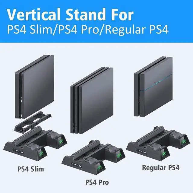 Alt view image 5 of 7 - PS4 Stand for PlayStation 4 Console, Cooling Station for PS4 Slim/Pro/PlayStation 4 Consoles, Pro Vertical Stand with 12 Game Slots
