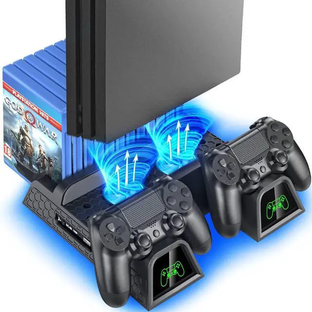 Main image of PS4 Stand for PlayStation 4 Console, Cooling Station for PS4 Slim/Pro/PlayStation 4 Consoles, Pro Vertical Stand with 12 Game Slots