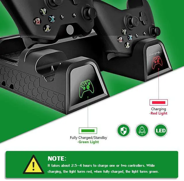 Alt view image 5 of 7 - Cooling Stand for Xbox One/One S/One X, CTPOWER Vertical Charging Station with 2 Pack 600mAh Batteries, Games Storage, Dual Controller Charging Station