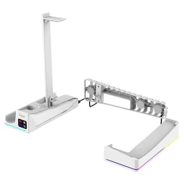 Alt view image 4 of 6 - Multi-Functional Horizontal Stand for PS5 Slim/Pro Console with Dazzling RGB Colors Equipped with 3 Cooling Fans
