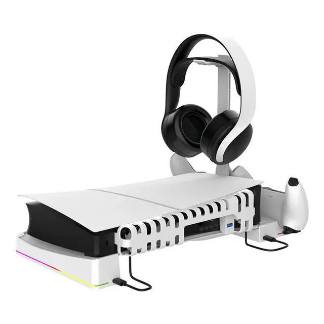 Alt view image 6 of 6 - Multi-Functional Horizontal Stand for PS5 Slim/Pro Console with Dazzling RGB Colors Equipped with 3 Cooling Fans