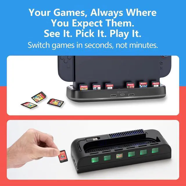 Alt view image 4 of 7 - Cooling Dock for Switch 2 with Card Slots USB Expansion RGB