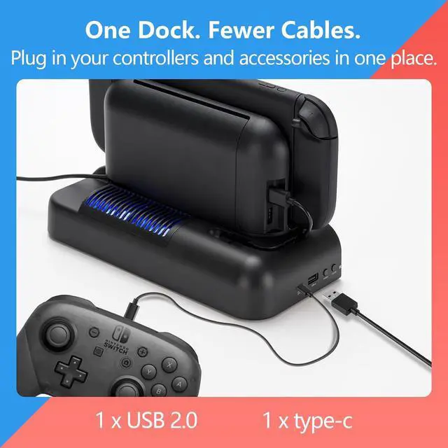 Alt view image 6 of 7 - Cooling Dock for Switch 2 with Card Slots USB Expansion RGB