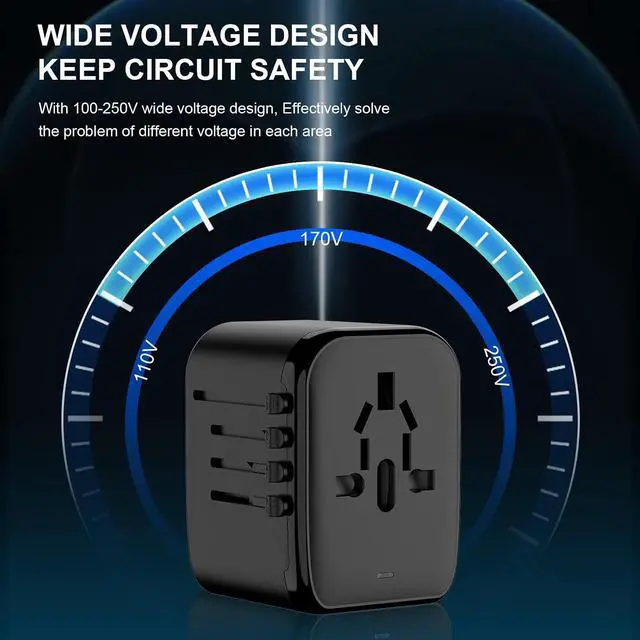 Alt view image 2 of 7 - Universal Travel Adapter Worldwide with USB C & 3 USB Ports, International Plug Adapter for Europe, UK, Italy, France, Germany, All in One Universal Power Adapter for Over 200 Countries, 5V 3.4A
