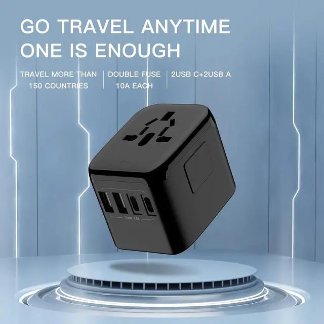 Alt view image 7 of 7 - Universal Travel Adapter Worldwide with USB C & 3 USB Ports, International Plug Adapter for Europe, UK, Italy, France, Germany, All in One Universal Power Adapter for Over 200 Countries, 5V 3.4A