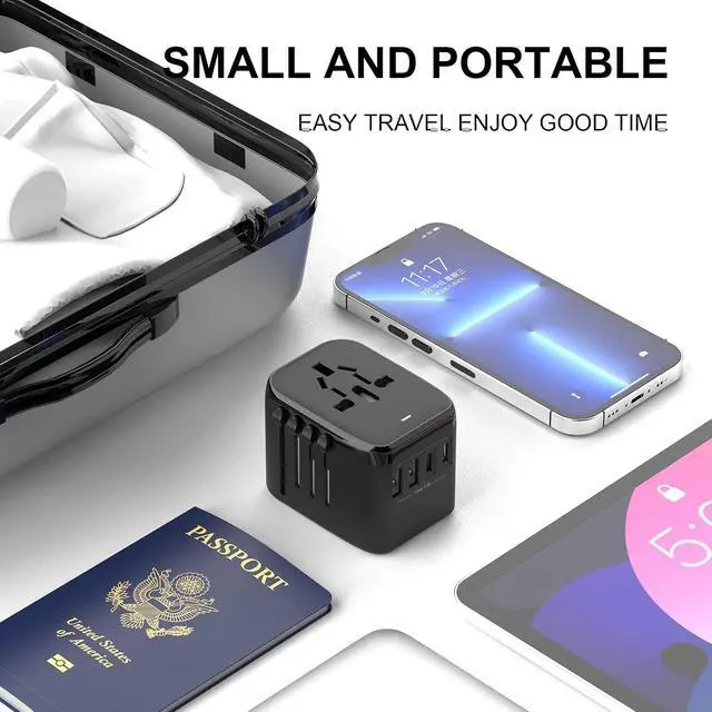 Alt view image 5 of 7 - Universal Travel Adapter Worldwide with USB C & 3 USB Ports, International Plug Adapter for Europe, UK, Italy, France, Germany, All in One Universal Power Adapter for Over 200 Countries, 5V 3.4A