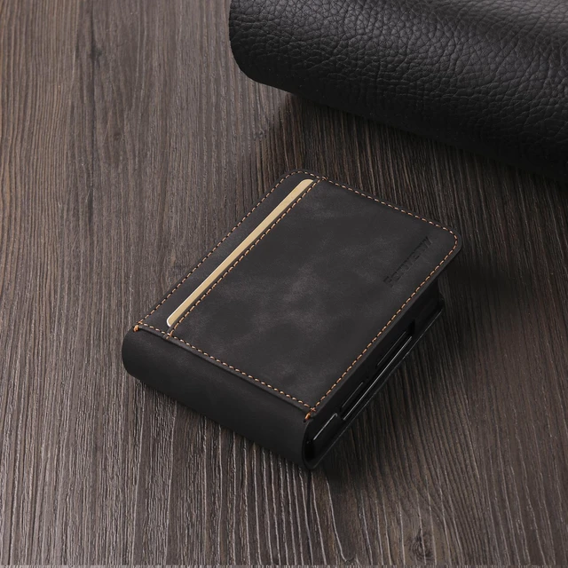 Alt view image 5 of 6 - Case for Samsung Galaxy Z Flip 8 Premium PU Leather Phone Cover with Card Holder Stand, Shockproof Flip Wallet Cover