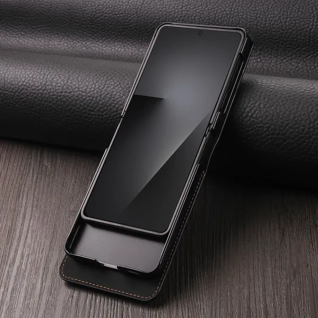 Alt view image 4 of 6 - Case for Samsung Galaxy Z Flip 8 Premium PU Leather Phone Cover with Card Holder Stand, Shockproof Flip Wallet Cover