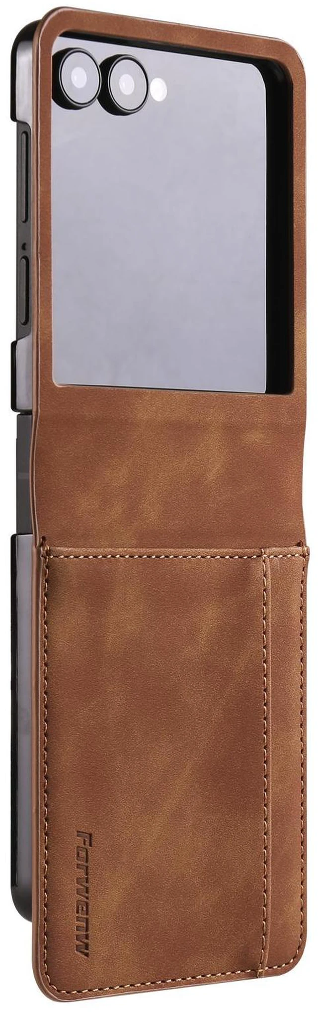 Main image of Case for Samsung Galaxy Z Flip 8 Premium PU Leather Phone Cover with Card Holder Stand, Shockproof Flip Wallet Cover Brown