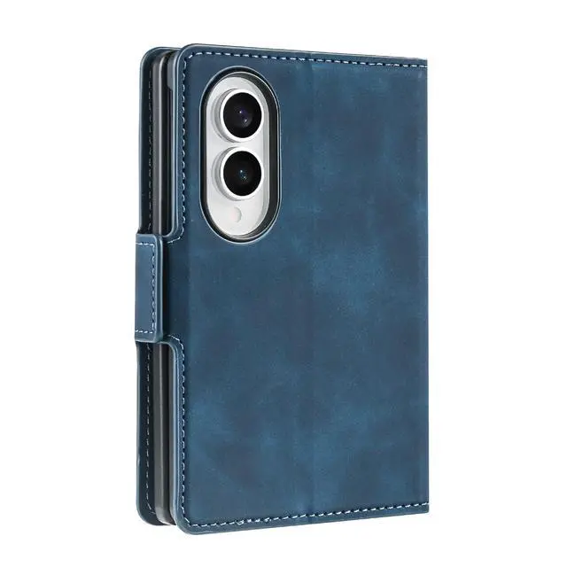 Alt view image 4 of 7 - Case for Samsung Galaxy Z Fold 8 Premium PU Leather Phone Cover with Card Holder Stand, Shockproof Flip Wallet Cover Blue