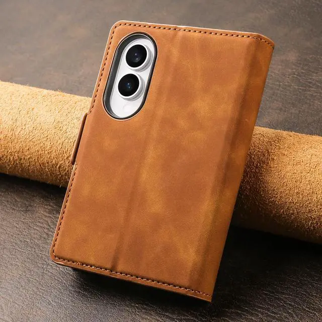 Alt view image 7 of 7 - Case for Samsung Galaxy Z Fold 8 Premium PU Leather Phone Cover with Card Holder Stand, Shockproof Flip Wallet Cover Brown