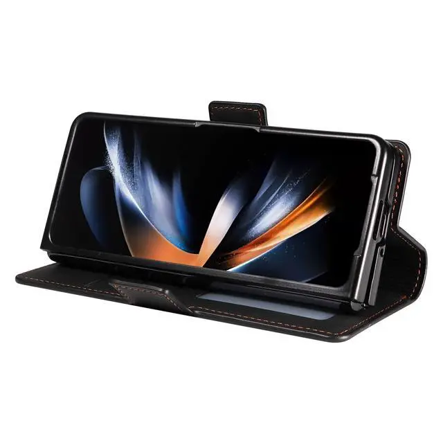 Alt view image 3 of 7 - Case for Samsung Galaxy Z Fold 8 Ultra Premium PU Leather Phone Cover with Card Holder Stand, Shockproof Flip Wallet Cover
