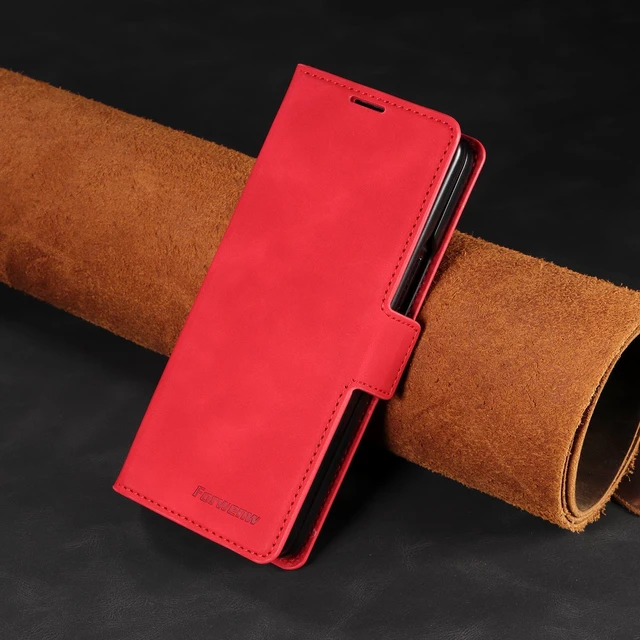 Alt view image 6 of 6 - Case for Samsung Galaxy Z Fold 8 Ultra Premium PU Leather Phone Cover with Card Holder Stand, Shockproof Flip Wallet Cover Red