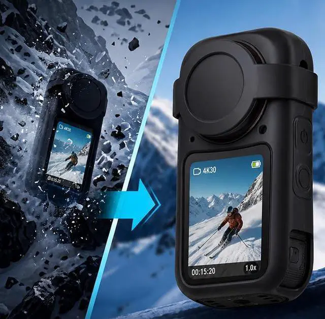 Alt view image 2 of 7 - Compatible with Insta360 X6, Soft Silicone Protective Case Kit with Lens Cover, All-Round Bumper Guard, Battery Side Open Design for Action Camera Accessories