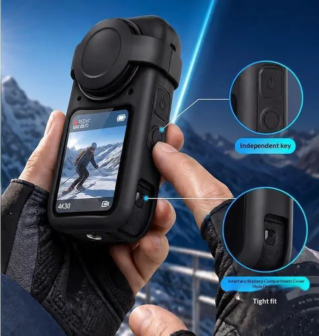 Alt view image 5 of 7 - Compatible with Insta360 X6, Soft Silicone Protective Case Kit with Lens Cover, All-Round Bumper Guard, Battery Side Open Design for Action Camera Accessories