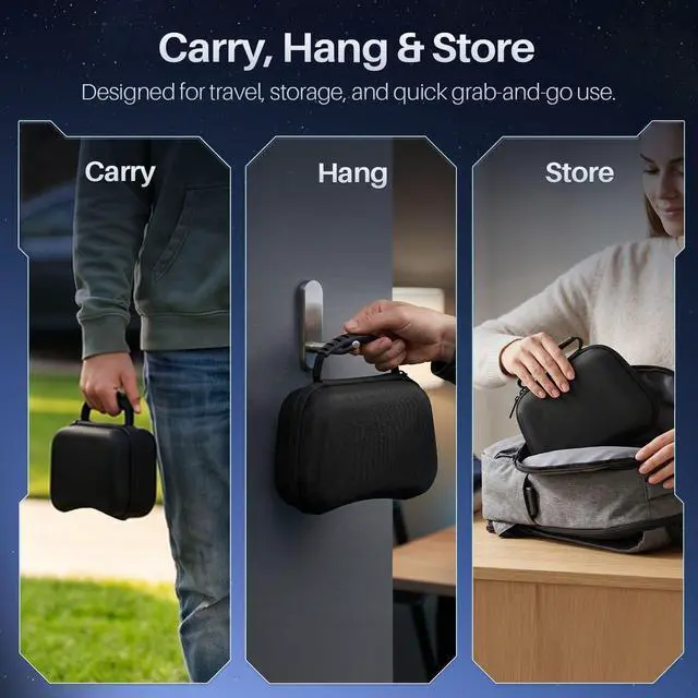 Alt view image 3 of 7 - Hard Shell Travel Case for PS5, PS4, Xbox, and Switch Pro Controller Protective EVA Carrying Pouch Holds One Compatible Gamepad, Black (Case Only)