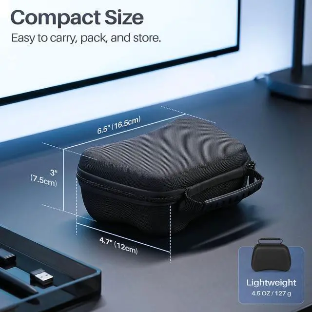 Alt view image 5 of 7 - Hard Shell Travel Case for PS5, PS4, Xbox, and Switch Pro Controller Protective EVA Carrying Pouch Holds One Compatible Gamepad, Black (Case Only)