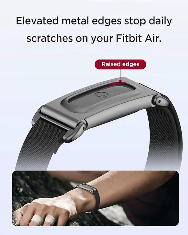 Alt view image 4 of 7 - Nylon Band for Google Fitbit Air, Soft Stretchy Superknit Nylon Band Metal Case Anti-Sweat Sport Replacement Breathable Woven Wristband Bumper Case for Fitbit Air for Women Men Black