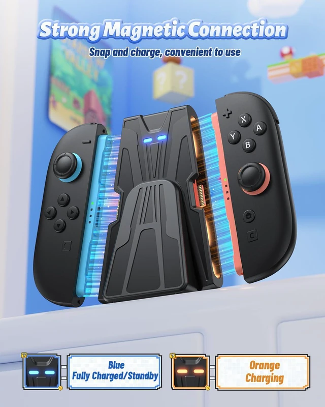 Alt view image 3 of 7 - Charging Grip for Nintendo Switch 2 Joy-Con with Dock Strong Magnetic Controller Stand, Play While Charging, Ergonomic Design, LED Indicator & Independent Storage/Display Stand