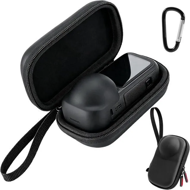 Main image of Hard Shell Carrying Case for Insta360 X6 with Original Lens Cap, Portable Protective Storage Bag Travel Organizer with Wrist Strap & Carabiner