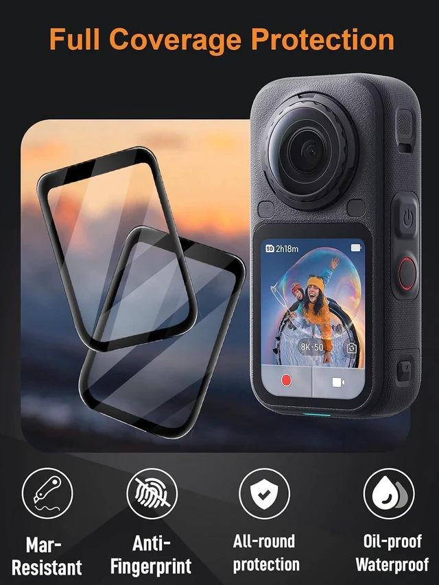 Alt view image 2 of 5 - 2 Pack Tempered Glass Screen Protector for Insta360 X6, 9H Hardness Anti-Scratch Anti-Bubble HD Clear Film, Durable Camera Accessory for Insta 360 X6