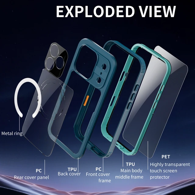 Alt view image 6 of 7 - Waterproof Case for iPhone 18 Pro / 17 Pro Compatible with MagSafe, Magnetic Waterproof Full Body IP68 Underwater Case Built-in Screen Protector Military Grade Shockproof Cover for Men Women