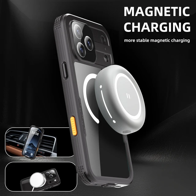 Alt view image 3 of 7 - Waterproof Case for iPhone 18 Pro Max / 17 Pro Max Compatible with MagSafe, Magnetic Waterproof Full Body IP68 Underwater Case Built-in Screen Protector Military Grade Shockproof Cover for Men Women