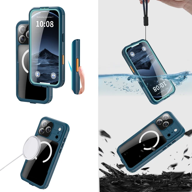 Alt view image 7 of 7 - Waterproof Case for iPhone 18 Pro Max / 17 Pro Max Compatible with MagSafe, Magnetic Waterproof Full Body IP68 Underwater Case Built-in Screen Protector Military Grade Shockproof Cover for Men Women