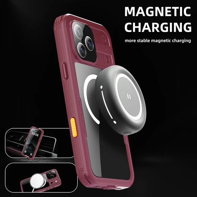 Alt view image 4 of 7 - Waterproof Case for iPhone 18 Pro Max / 17 Pro Max Compatible with MagSafe, Magnetic Waterproof Full Body IP68 Underwater Case Built-in Screen Protector Military Grade Shockproof Cover for Men Women