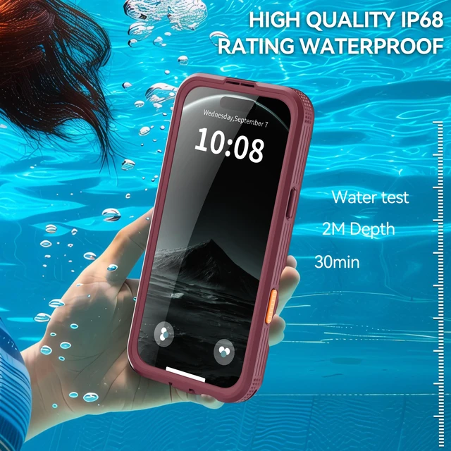 Alt view image 3 of 7 - Waterproof Case for iPhone 18 Pro Max / 17 Pro Max Compatible with MagSafe, Magnetic Waterproof Full Body IP68 Underwater Case Built-in Screen Protector Military Grade Shockproof Cover for Men Women