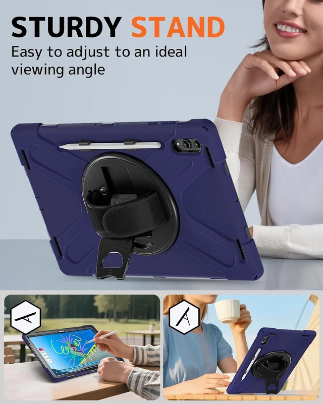 Alt view image 5 of 7 - Case for Samsung Galaxy Tab S12 Ultra / S11 Ultra 14.6" 2026 2025, Full-Body Drop Protective Case with Screen Protector, Pen Holder, 360° Rotate Hand Strap & Stand,Shoulder Strap, Universal Stylus Pen