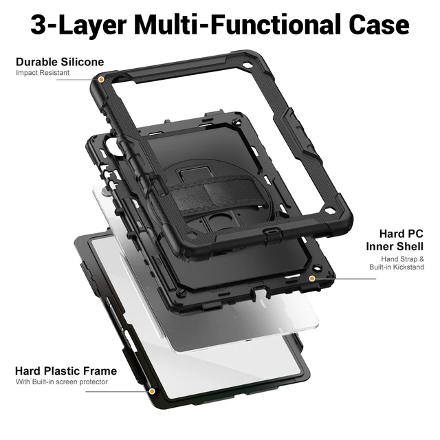 Alt view image 7 of 7 - Case for Samsung Galaxy Tab S12 Plus Case 12.6 inch 2026, Heavy Duty Shockproof Cover with Built-in Screen Protector, S Pen Holder, Universal Stylus Pen