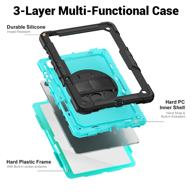 Alt view image 7 of 7 - Case for Samsung Galaxy Tab S12 Plus Case 12.6 inch 2026, Heavy Duty Shockproof Cover with Built-in Screen Protector, S Pen Holder, Universal Stylus Pen Light Blue