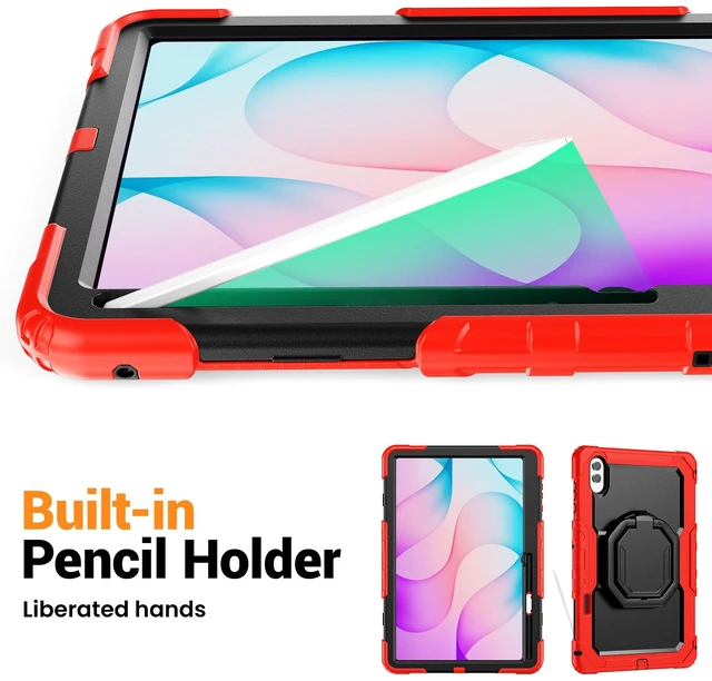 Alt view image 4 of 7 - Case for Samsung Galaxy Tab S12 Ultra / S11 Ultra 14.6 inch 2026 2025, Shockproof Protective Cover with Screen Protector, Pencil Holder, 360° Rotate Hand Strap & Stand, Shoulder Strap Red