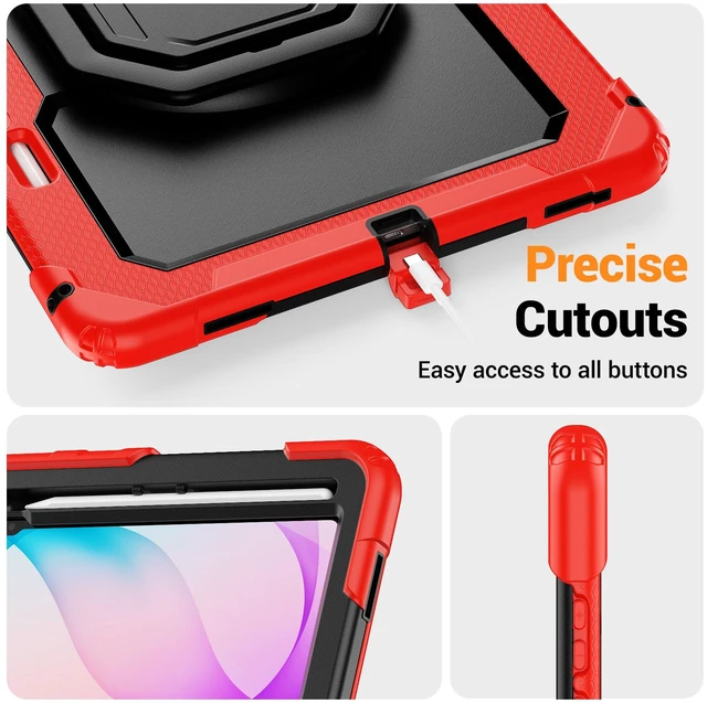 Alt view image 6 of 7 - Case for Samsung Galaxy Tab S12 Ultra / S11 Ultra 14.6 inch 2026 2025, Shockproof Protective Cover with Screen Protector, Pencil Holder, 360° Rotate Hand Strap & Stand, Shoulder Strap Red